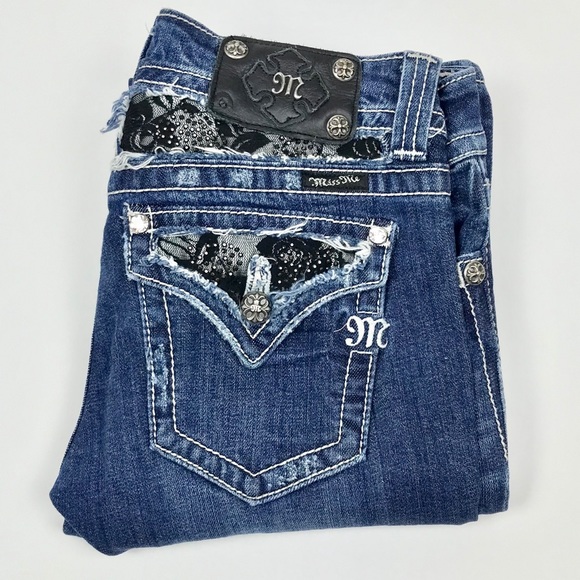lace embellished jeans